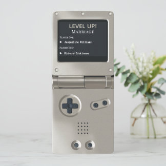 Retro Silver II Handhållen Spelande Bröllopsinbjud Inbjudningar