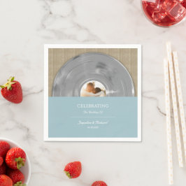 Retro Silver Musik Vinylskiva Album Bröllop Pappersservett