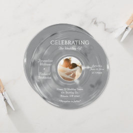 Retro Silver Musik Vinylskiva Bröllop Inbjudningar