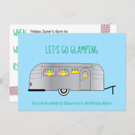 Retro Silver Streamabled Camper Glamping Inbjudningar