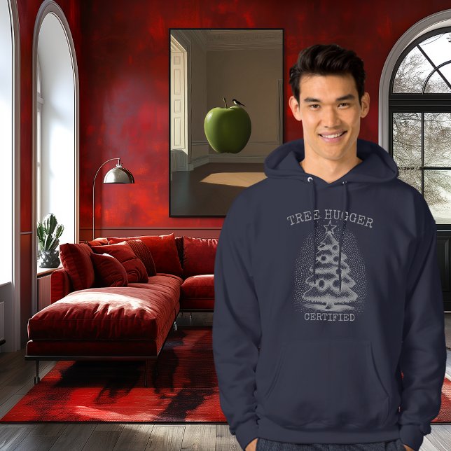 Retro Silver Vintage-raster Julgran Hoodie (Skapare uppladdad)