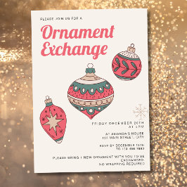 Retro Simple jul Ornament Exchange Party Inbjudningar