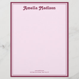 Retro Simple Pink Letterhead Brevhuvud