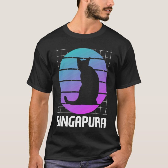 Retro Singapura Katt   1 T Shirt (Framsida)