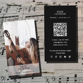 Retro Singer Musician Photo Modern Musical Black Visitkort