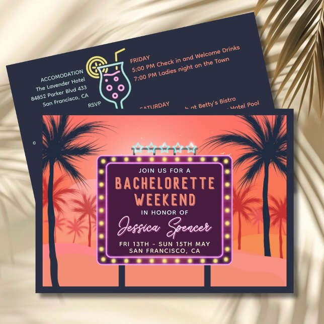 Retro Sista Helg Festinladning Inbjudningar (Bachelorette Weekend Party Invitation)
