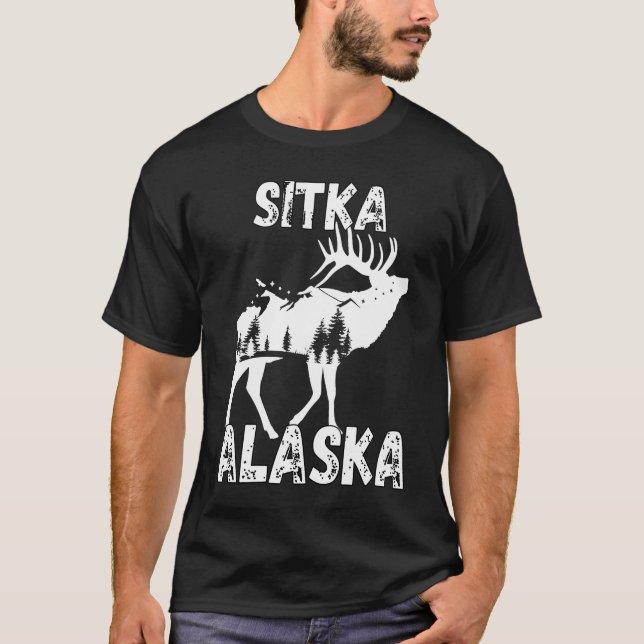Retro Sitka AK Alaska City Apparel Souvenir T Shirt (Framsida)