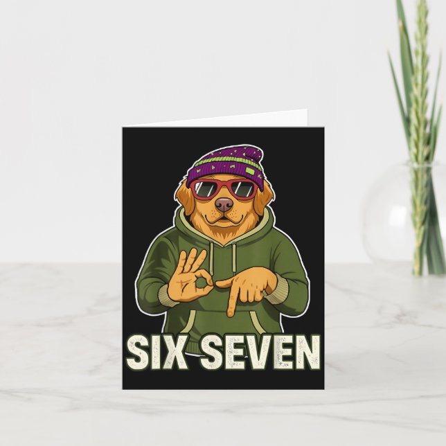 Retro Six Seven Golden Retriever Graphic Gift Men  Kort (Framsida)
