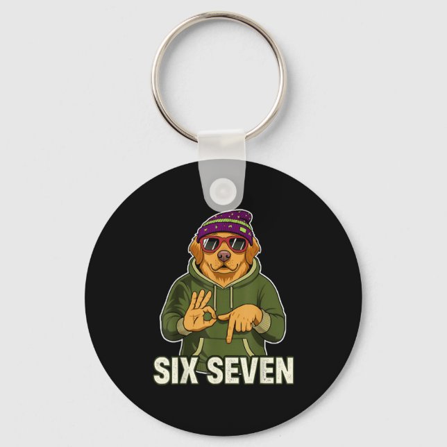 Retro Six Seven Golden Retriever Graphic Gift Men  Nyckelring (Framsida)