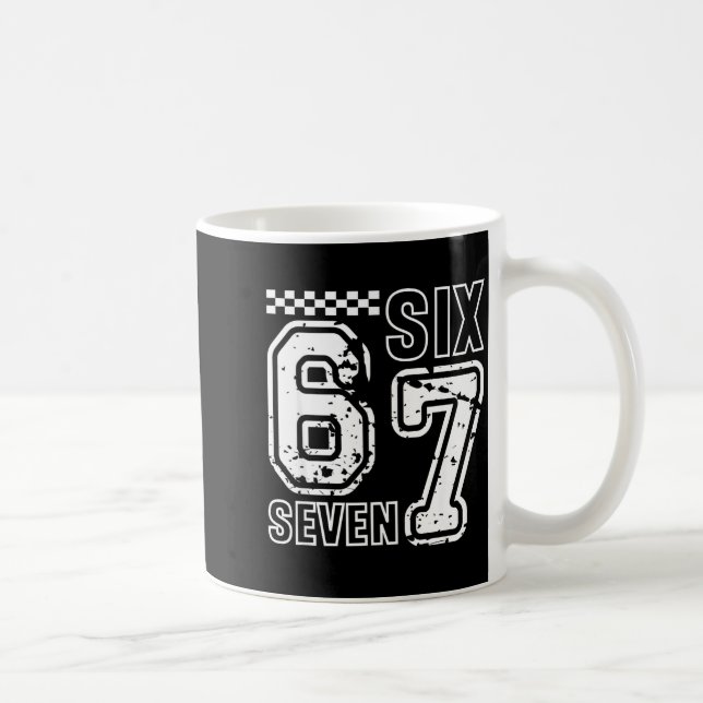 Retro Six Seven Numbers Clever Humor 6 7 Meme Mens Kaffemugg (Höger)
