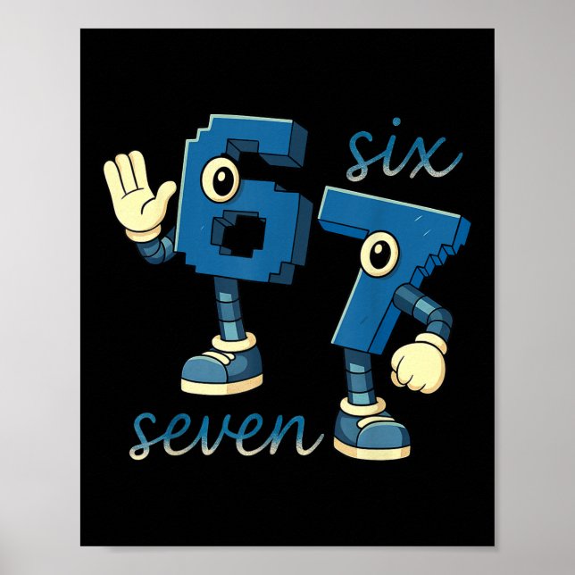 Retro Six Seven Nummer Meme Brainrot Present För M Poster (Framsidan)