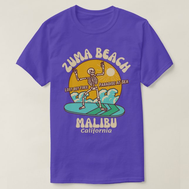 Retro Sixties Zuma Beach Malibu California Beige T Shirt (Design framsida)