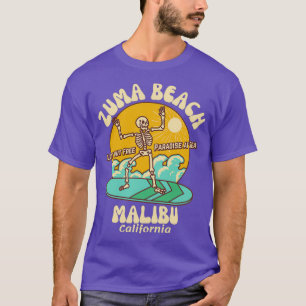 Retro Sixties Zuma Beach Malibu California Beige T Shirt