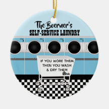 Retro-självbetjäning-Tvätt de utför arbetet