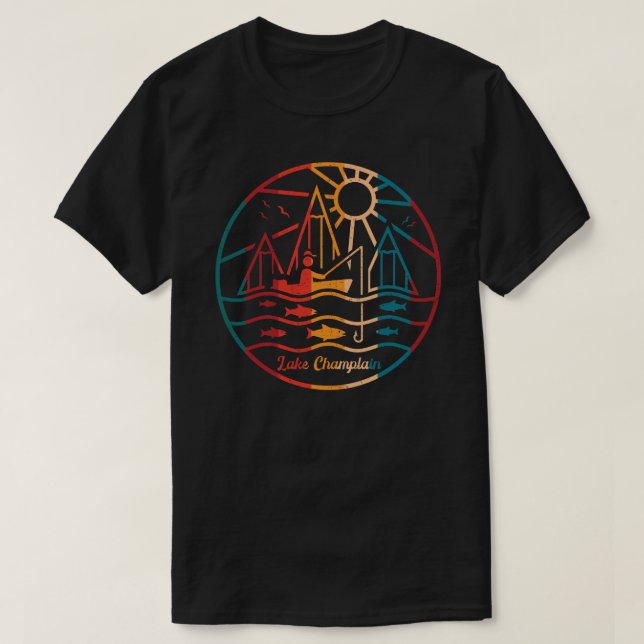 Retro Sjö Champosite Fishing T Shirt (Design framsida)