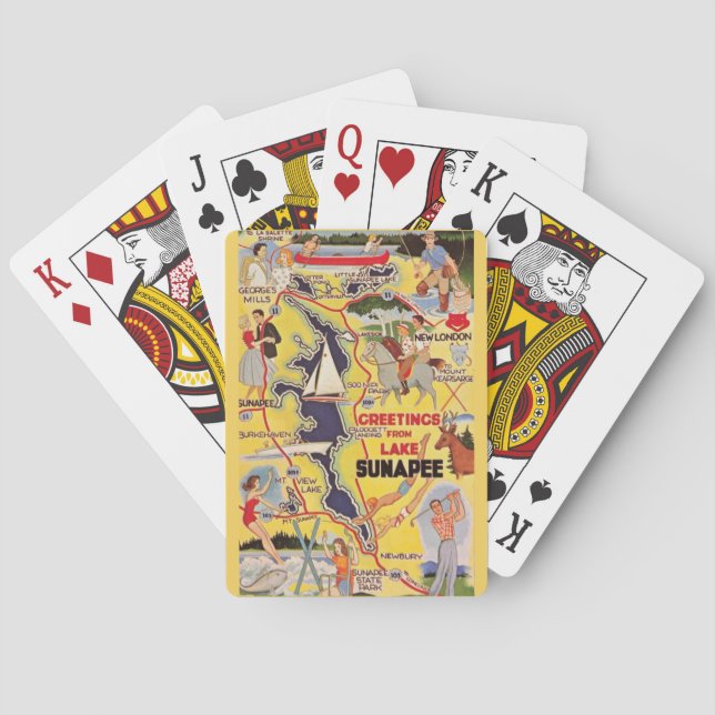 Retro Sjö Sunapee NH-uppspelningskort Casinokort (Baksidan)