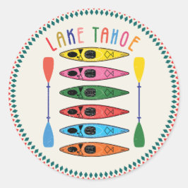 Retro Sjö Tahoe Kayaking Runt Klistermärke