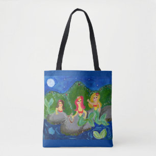 Retro Sjöjungfru Grotto Folk Art Tygkasse