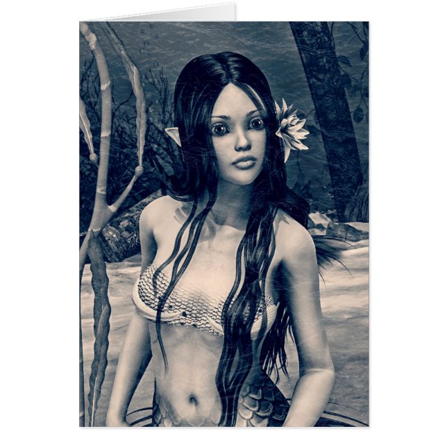 Retro-Sjöjungfru Hälsningskort (Framsidan)