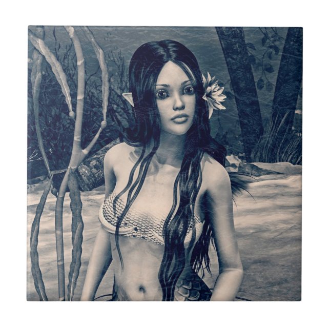 Retro-Sjöjungfru Kakelplatta (Framsidan)