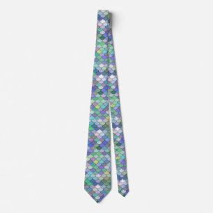 Retro Sjöjungfru Mönster Pastel Färg Slips