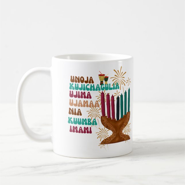 Retro sju principer i Kwanzaa Kaffemugg (Vänster)