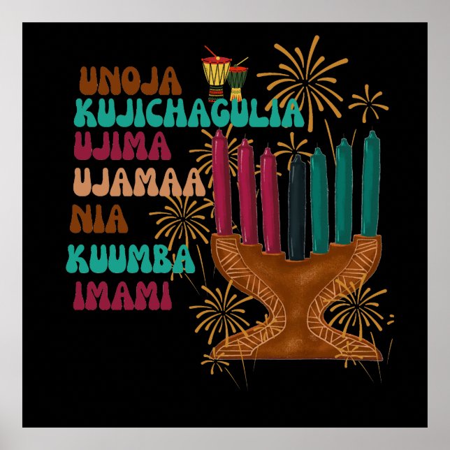 Retro sju principer i Kwanzaa Poster (Framsidan)