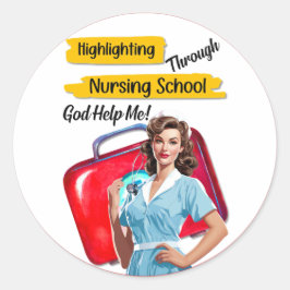 Retro sjuksköterska Pinup_ Vårdanteckningar Runt Klistermärke