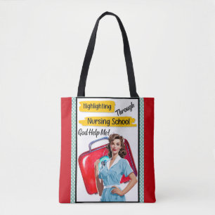 Retro sjuksköterska Pinup_ Vårdanteckningar Tygkasse