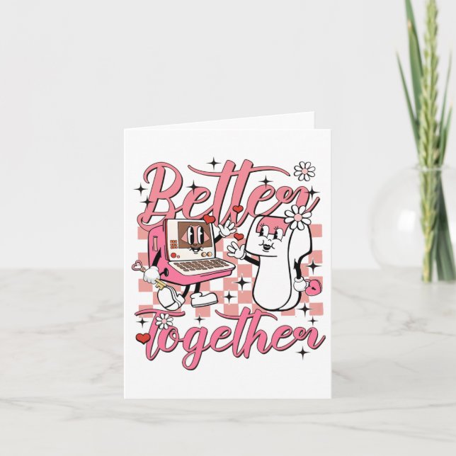 Retro Sjuksköterske Valentine Ultraljudstekniker S Kort (Framsida)