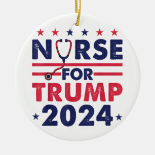 Retro sjuksköterskor för trump 2024 America Stars Julgransprydnad Keramik
