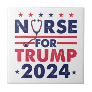 Retro Sjuksköterskor För Trump 2024 Amerika Stjärn Kakelplatta