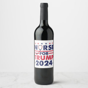 Retro Sjuksköterskor För Trump 2024 Amerika Stjärn Vinflaska Etikett