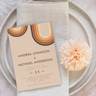 Retro Sjuttio Rainbow Beige Cream 70 s Brown Inbjudningar