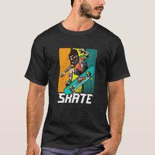 Retro Skäggig Skateboard Hipster Longboard Skate T Shirt