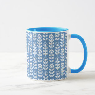 Retro skandinaviskt blåttmönster mugg