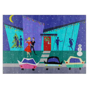 Retro skärbräda för helgdagtecknadparty