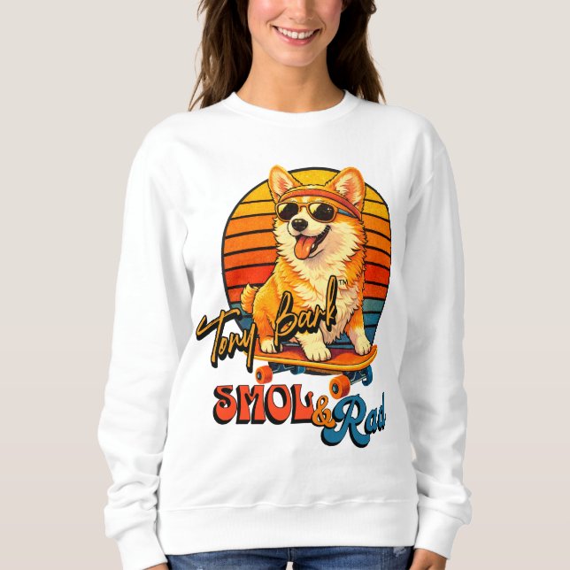 Retro Skate Corgi – Tony Bark™ – Smol & Rad  T Shirt (Framsida)