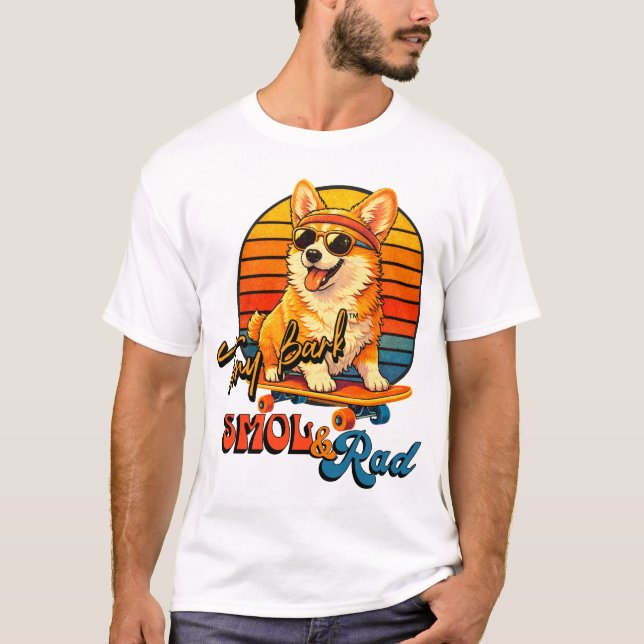 Retro Skate Corgi – Tony Bark™ – Smol & Rad  T Shirt (Framsida)