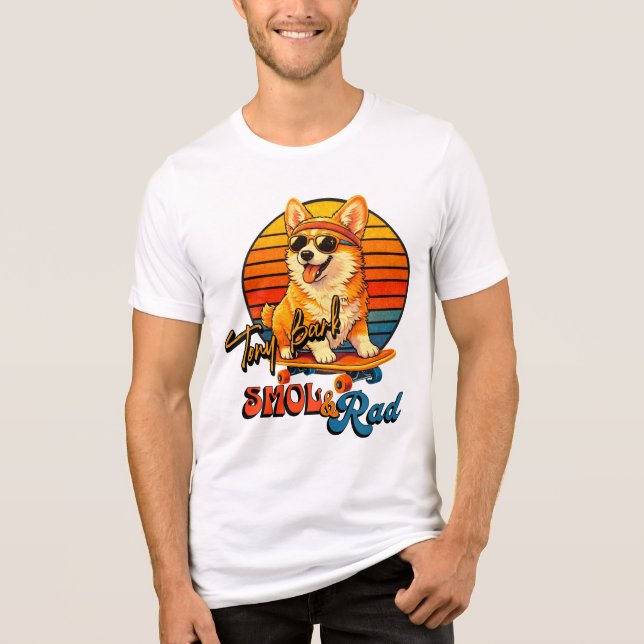 Retro Skate Corgi – Tony Bark™ – Smol & Rad  T Shirt (Framsida)