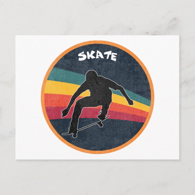 Retro Skate Skater 80s Skateboarder Skateboarder Vykort (Framsida)