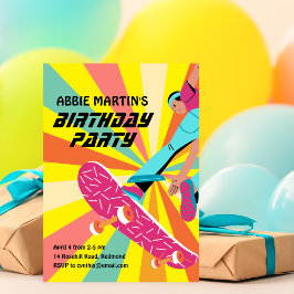 Retro Skateboard Birthday Invitation Inbjudningar