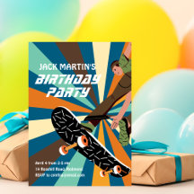 Retro Skateboard Birthday Invitation