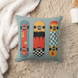 Retro Skateboard Blue-Coola Kudde