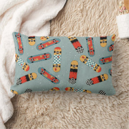 Retro Skateboard Blue Coola Mönster Lumbarkudde