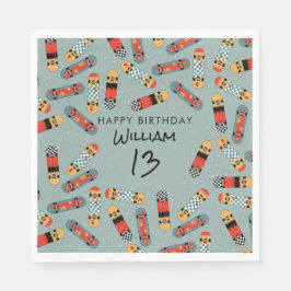 Retro Skateboard Blue Coola Skateboarding Birthday Pappersservett