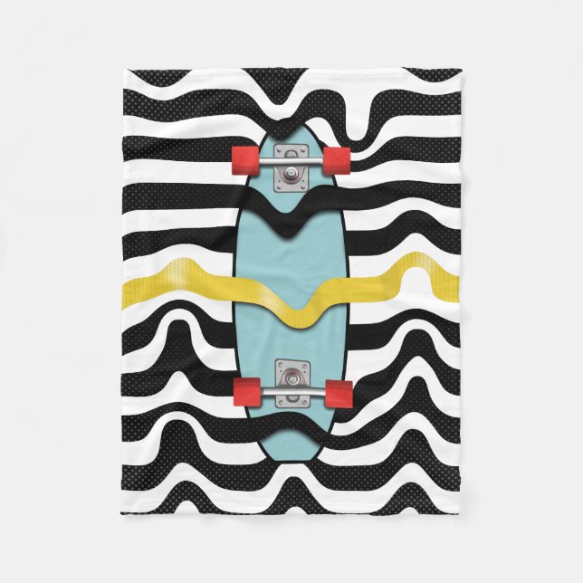 Retro Skateboard Fleecefilt (Framsidan)