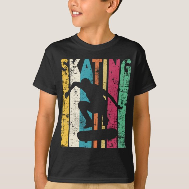 Retro Skateboard-jump Skalet Silhouette T Shirt (Framsida)