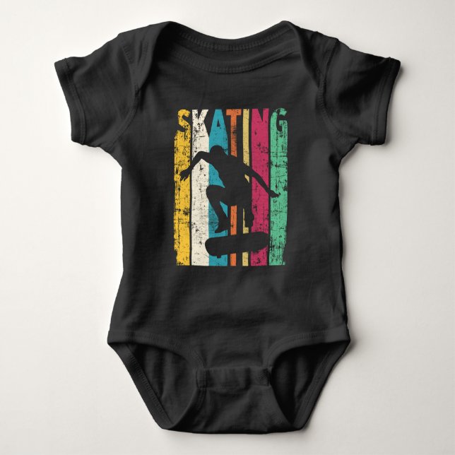 Retro Skateboard-jump Skalet Silhouette T Shirt (Framsida)