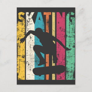 Retro Skateboard-jump Skating Silhouette Vykort